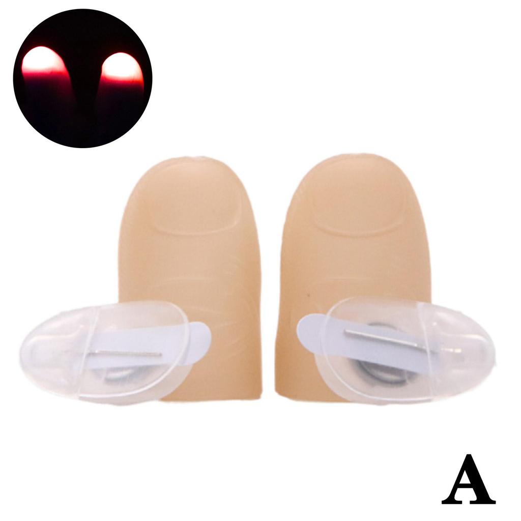 1 пара креативных волшебных лампочек для большого пальца, красные легкие пальцы, 2 красных светящихся реквизита, трюк, светодиодный реквизит, Magic Thum W4V9