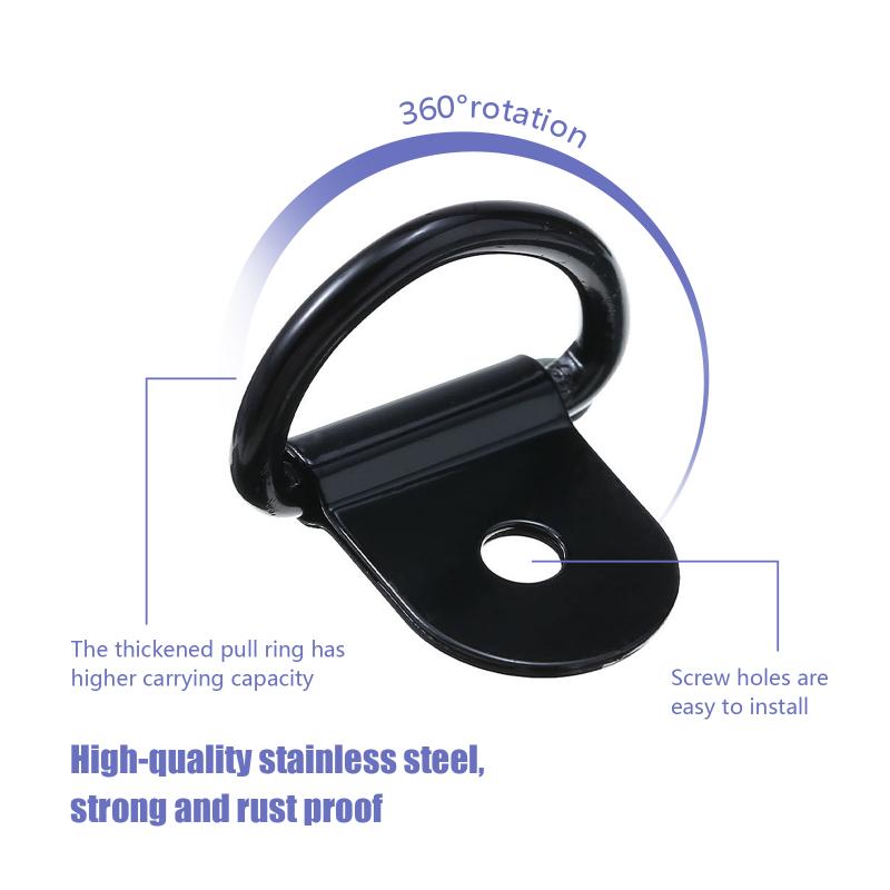 10pcs Stainless Steel D Shape Pull Hook Tie Down Anchors Ring Iron Cargo Tie Down Ring for Truck Trailers Boats Accessories