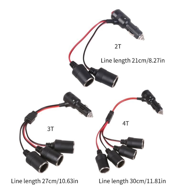 12 В-24 В автомобильный прикуриватель разветвитель адаптер кабель шнур с кнопкой переключения питания 1 штекер на 2/4/3 гнездо