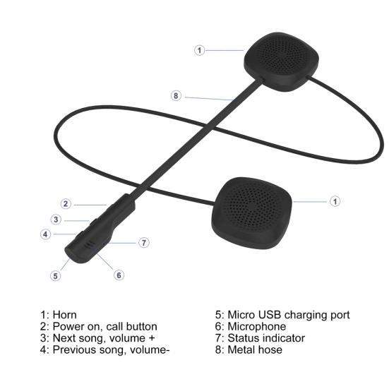 MH04 Bluetooth-совместимая 5.0 перезаряжаемая стереогарнитура для мотоцикла HiFi, наушники для шлема