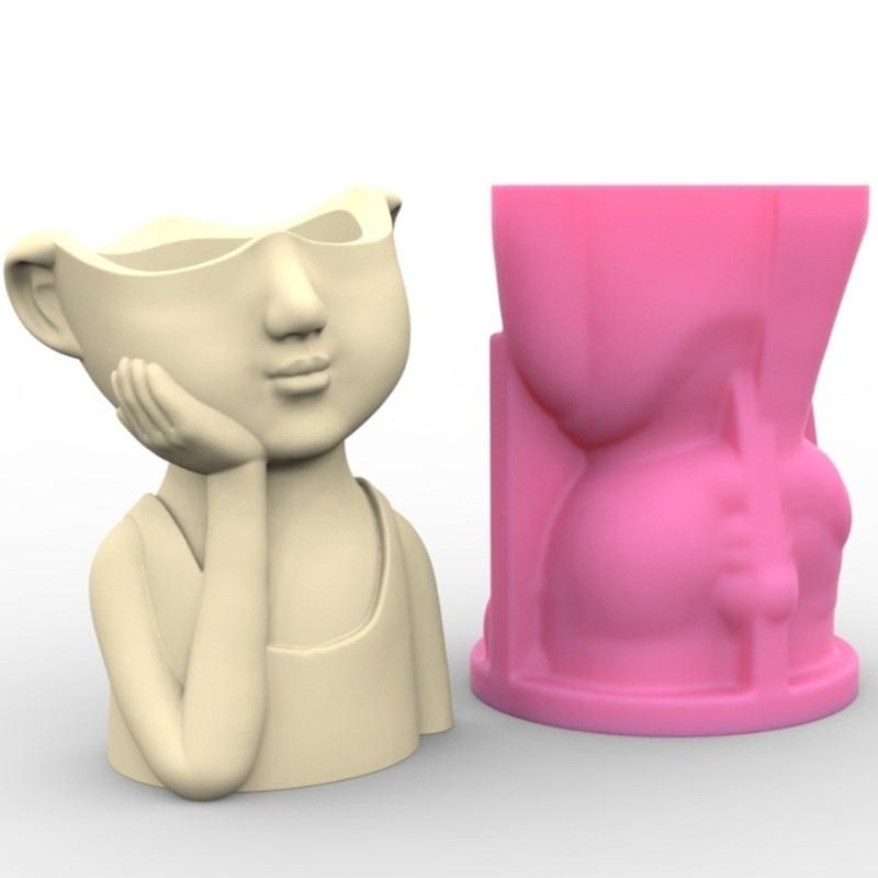 3D Мальчик Подставка для ручек Силиконовые формы Форма для украшения стола Изготовление гипса Форма для суккулентов DIY Ремесло Домашние украшения