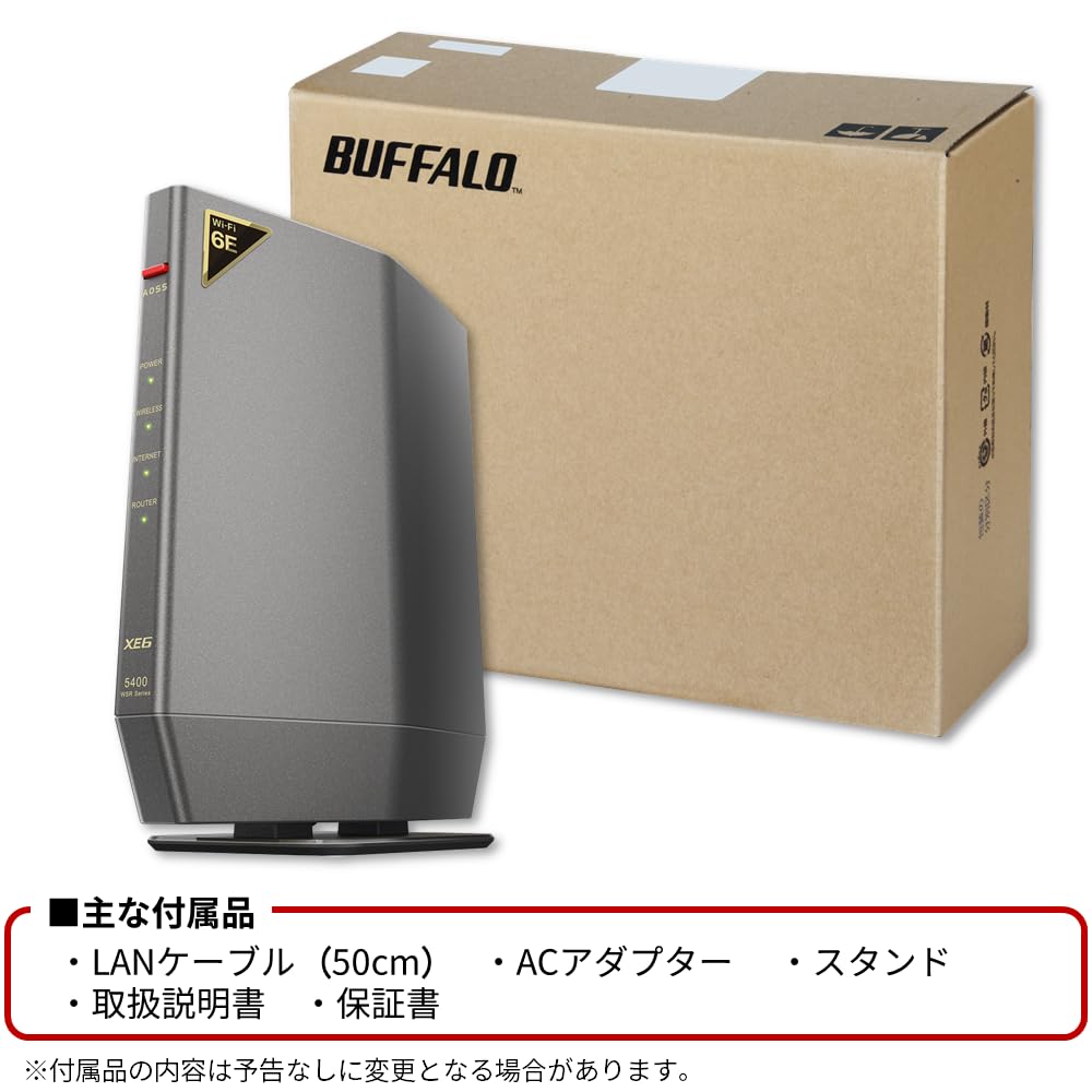 Маршрутизатор Buffalo Wireless LAN 6E 11ax 6 ГГц AXE5400 6 потоков 2401 2401 573 Мбит/с Проводной Эко-пакет подтвержден для iPhone 15 Pro 14 13 Nintendo Switch