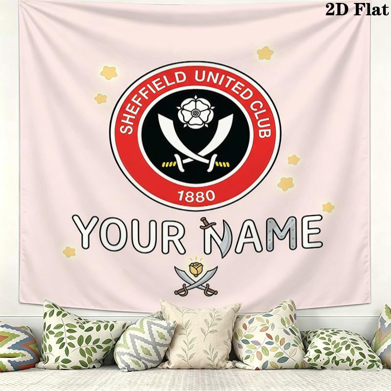 Custom Name Sheffield UnitedPrinted Tapestry – Wall Hanging for Bedrooms, Dorms, and Home Decor