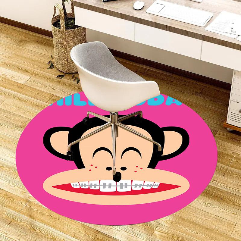 1pc Smile Today Monkey Round carpet, Made of Polyester,Perfect for Decorating Office Chairs, Living Rooms,Vibrant Decorative Rug