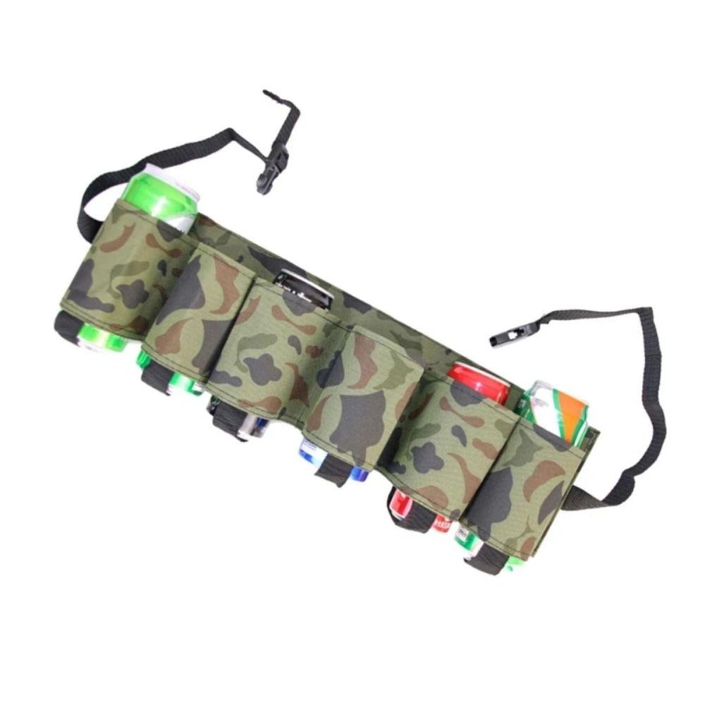 6 Pockets Beer Storage Waist Bag 6 Cans Beer Belt Holder Waist Pack Hiking