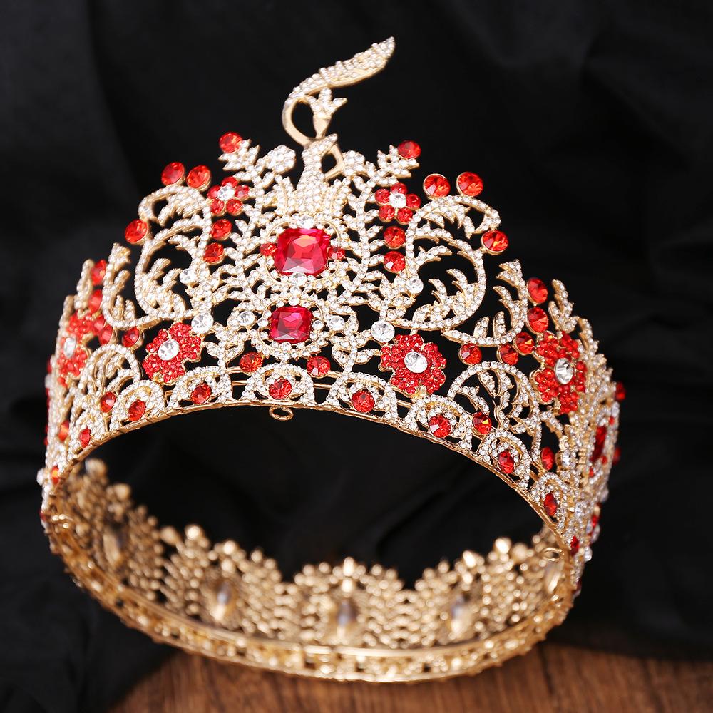 Baroque Large Diadem Bridal Crown Pageant Miss Tiaras Headdress Bride Wedding Dress Hair Jewelry Accessories