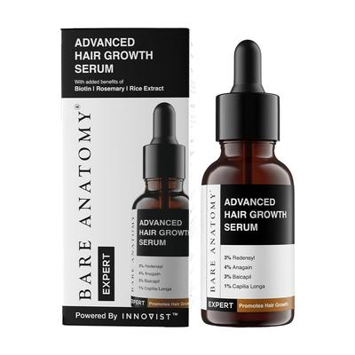 Сыворотка для роста волос Bare Anatomy Advanced | 3% Redensyl, 4% Anagain, 3% Baicapil, 1% Capilia Longa, Розмарин, Биотин и Рисовая вода для женщин и мужчин | 30 мл