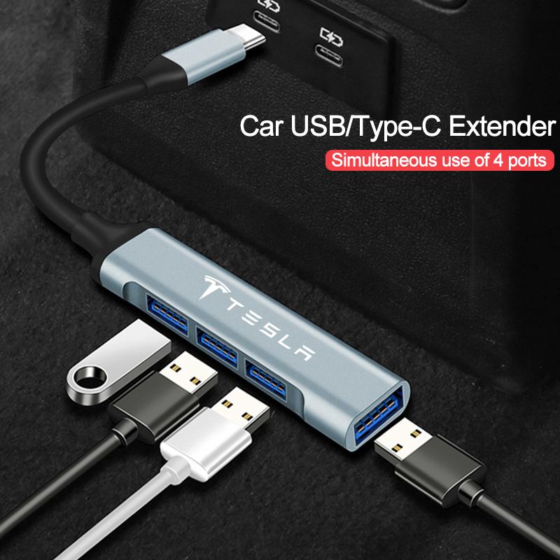 LDEPG1 Car 4 Port USB Type-C High speed conversion Adapter Auto Accessories For Tesla Model 3 Y 2023 S X Cybertruck Juguete Coil Bonina