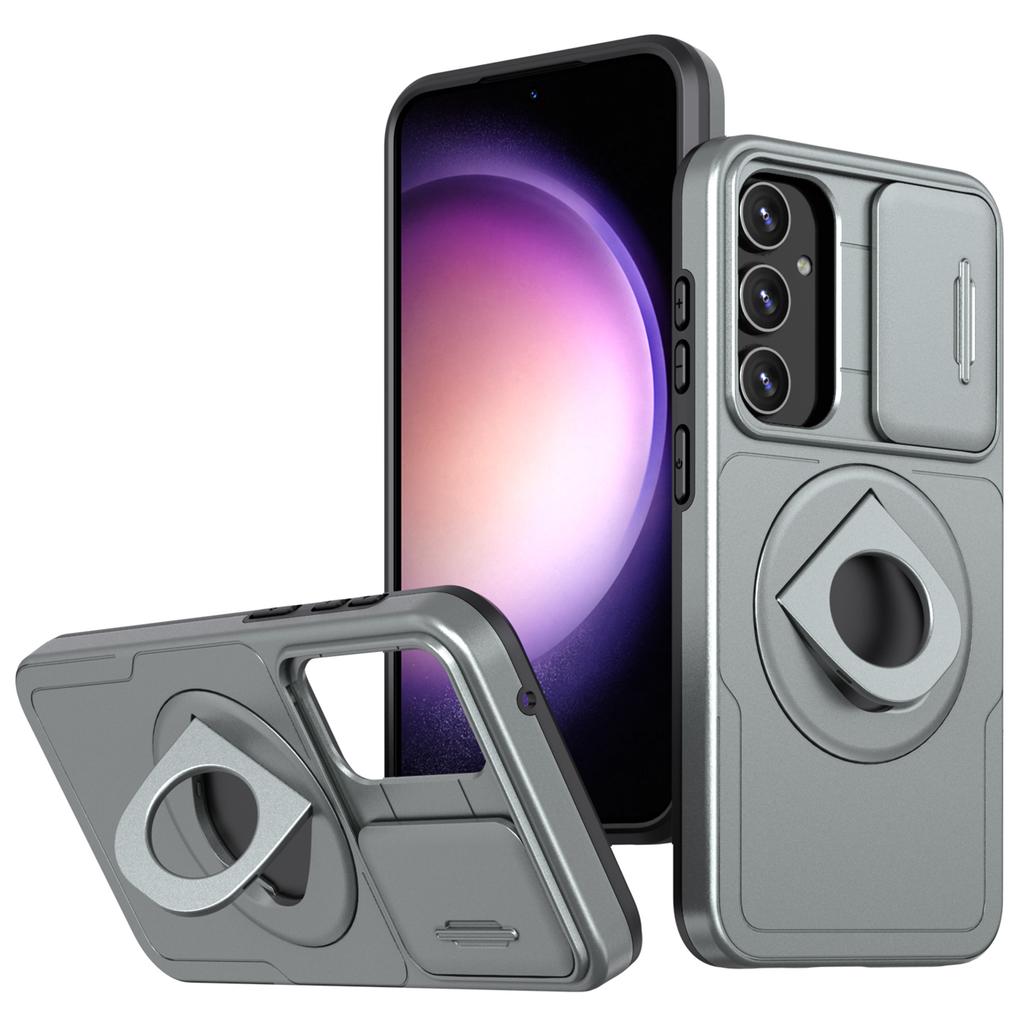 For Samsung Galaxy S23 FE Magnetic Phone Case PC+TPU Cover with Slide Lens Window