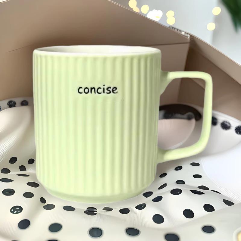 Кружка для воды в вертикальную полоску, кофейная кружка, керамическая кружка, креативная бытовая, белый фарфор, свежая керамика, для мужчин и детей