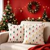Embroidered Throw Pillow Covers Christmas Tree Decorative Pillowcase  Sofa Decor