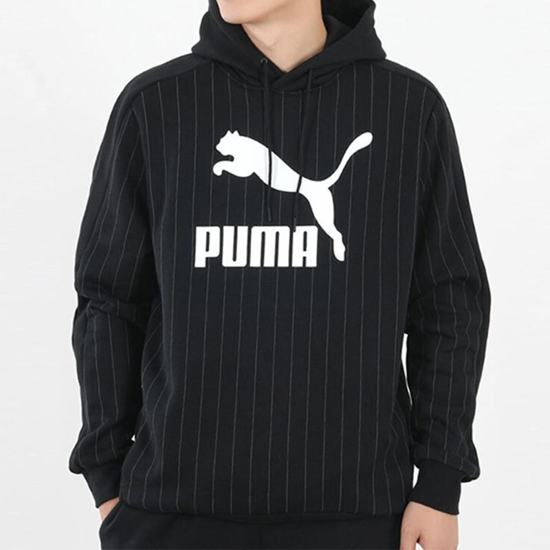 PUMA Pinstripe Aop Pullover Hoodie 'Black' Men's 530179-01