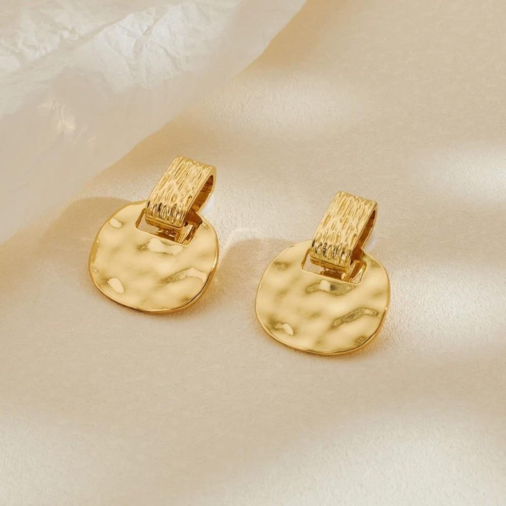 Elegant Square Ear Clips Light Luxury Women Earrings Trendy Water Ripple Ear Clips Special Events