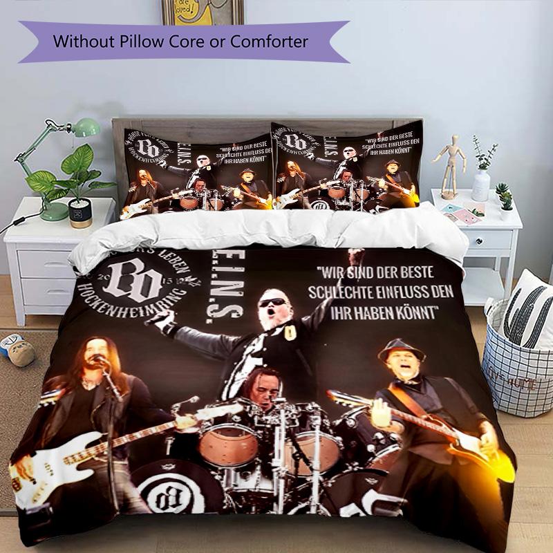 3pcs Duvet Cover Set (1*Duvet Cover + 2*Pillowcase, Without Core), Bohse Onkelz Print Bedding Set, Bedroom Decor, All‑Season, Birthday Gift