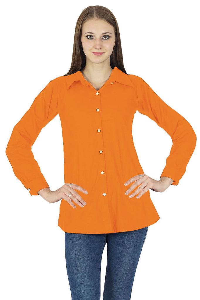 Top Cotton Shirt Long Sleeve Solid Short Kurta Women Clothing