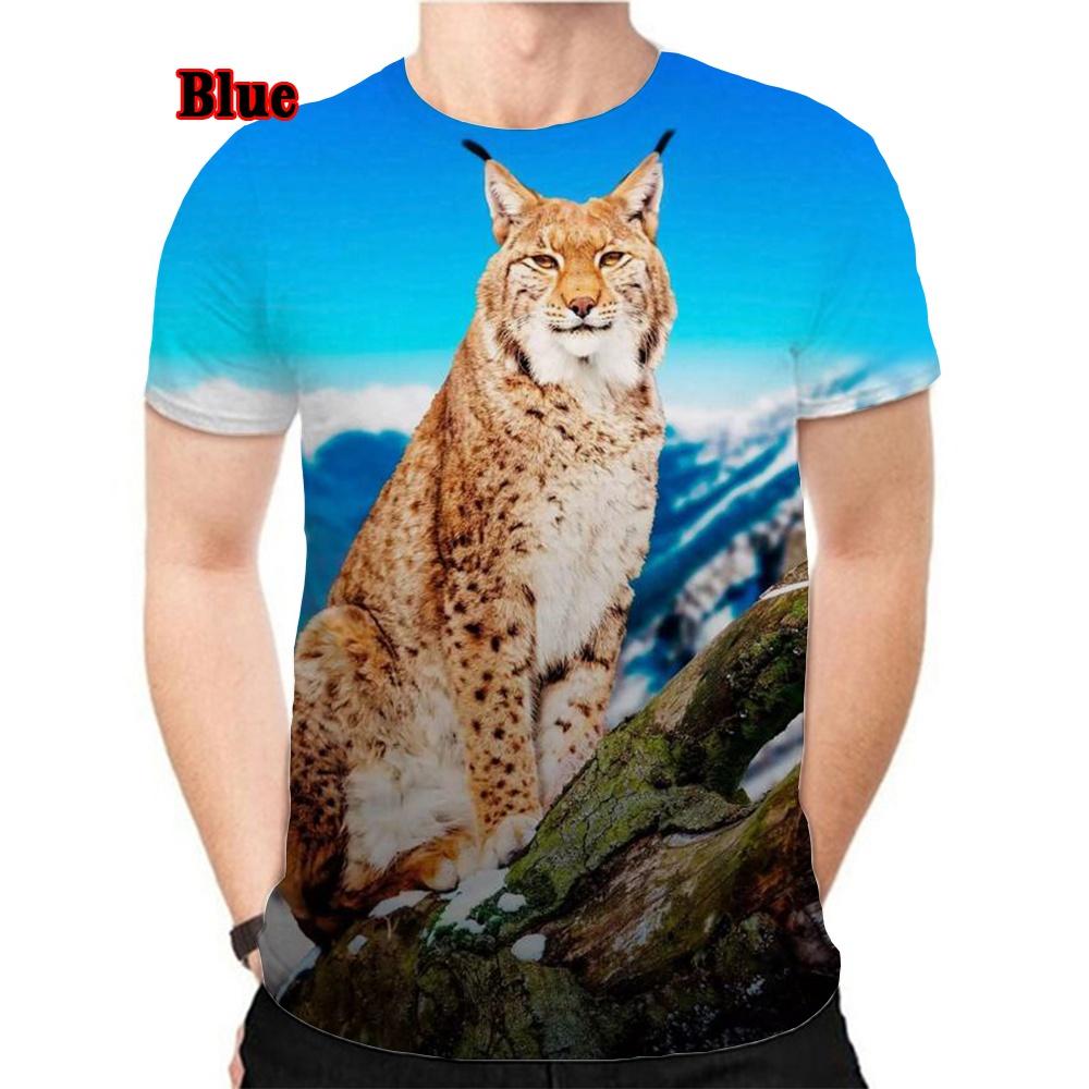 Футболка мужская и женская весна/лето с принтом 3D Animal Lynx Harajuku Streetwear с коротким рукавом унисекс в стиле хип-хоп XS-5XL