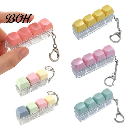 Mini Stress Relief Keychain 3/4-Keys Keyboard Fidget Toy, Push Button Finger Portable Tool Clicker Keychain, Pocket Size Mechanical Toy