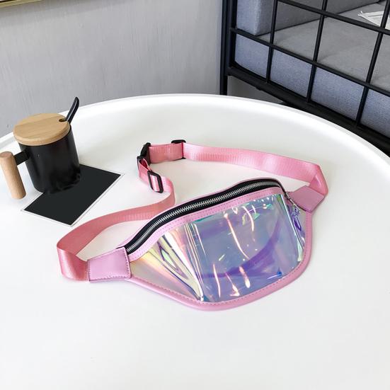 Transparent Waist Bag Waterproof Mini Fanny Pack Iridescent Belt Bag with Adjustable Strap for Women Men Travel Fitness Outdoor Use