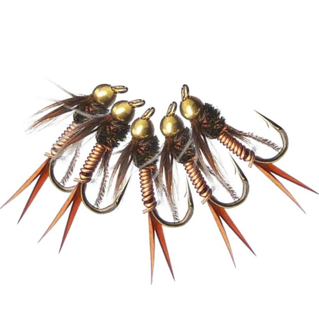 15Pcs/Box Brass Bead Head Fast Sinking Fly Fishing Bait/Humpy Fly Bait Fishing For Trout Flies Artificial Insect Fishing Bait Lure