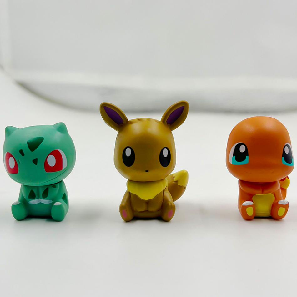 6Pcs  Figurine Pikachu Charmander Squirtle Animation Model Toys Collectible For Young Boys Girls Kids Small Statue Action Figure Toy