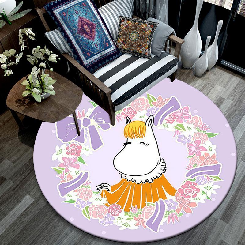 Moomin2,Round Area Rug,Carpet Rug for Living Room Bedroom Sofa Playroom Decor,Non-slip Floor Mat