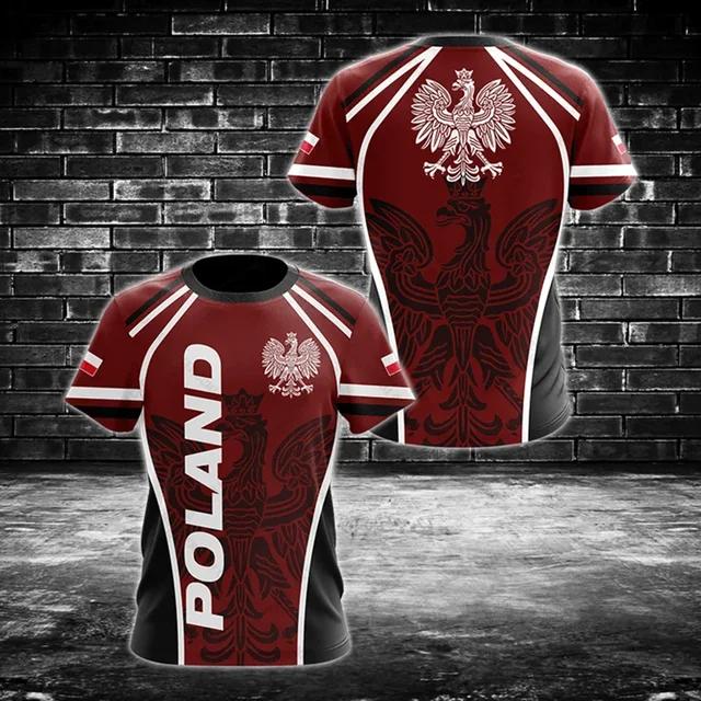 Значок польского флага, воин, камуфляж, мужская футболка с круглым вырезом и 3D принтом, с коротким рукавом, свободная модная футболка большого размера, спортивная, быстросохнущая