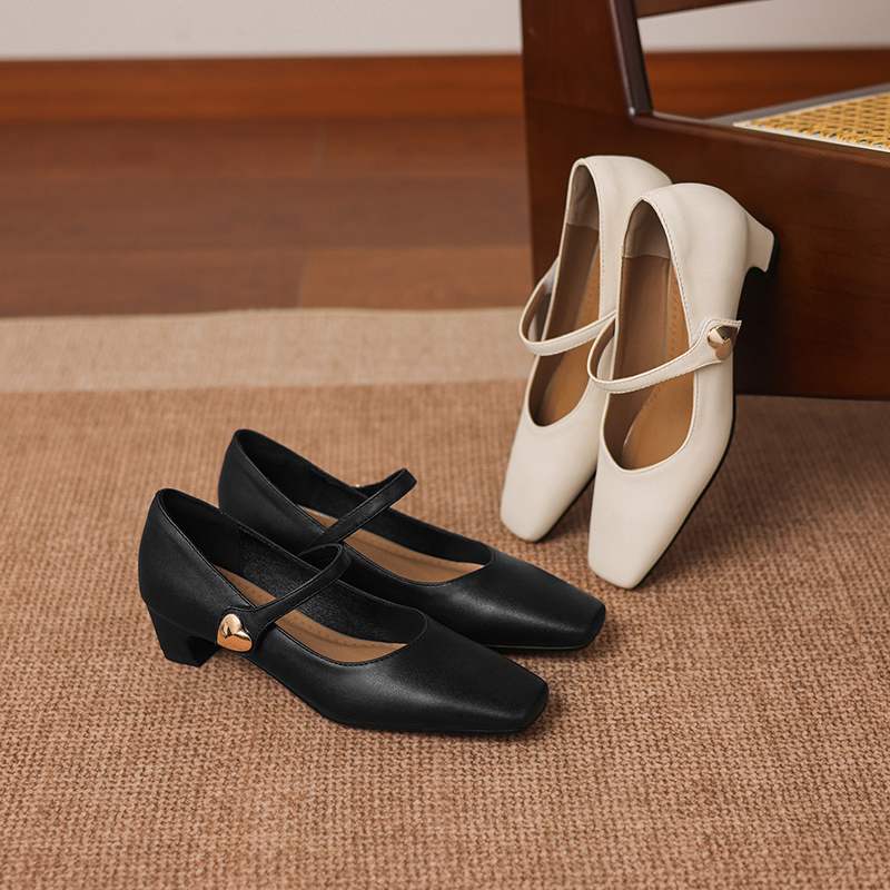 Krazing Pot Микрофибра Квадратный носок Толстый средний каблук Весенне-летняя обувь Большой размер 43 лаконичный стиль Женские туфли-лодочки для офиса