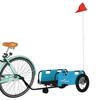 VidaXL Remorque de Vélo, Chariot de Transport avec Barre d'Attelage, Remorque de Bicyclette avec Drapeau pour Bagage, Bleu 94184