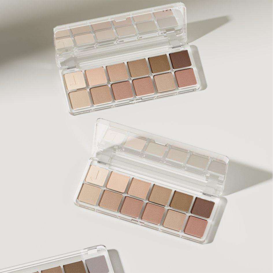 Палетка матовых нюдовых теней для век 12 цветов с высокой пигментацией и стойким покрытием