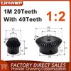 1 Pair Of 90-Degree Transmission Bevel Gears 1M20 Teeth + 40 Teeth Process Hole Precision Bevel Gear Ratio 1:2