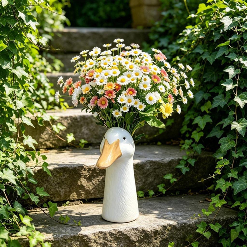 Goose Head Ceramic Vase Decorative Goose Head Flower Planter Pot Plant Goose Themed Bonsai Decoration for Birthday Party Table