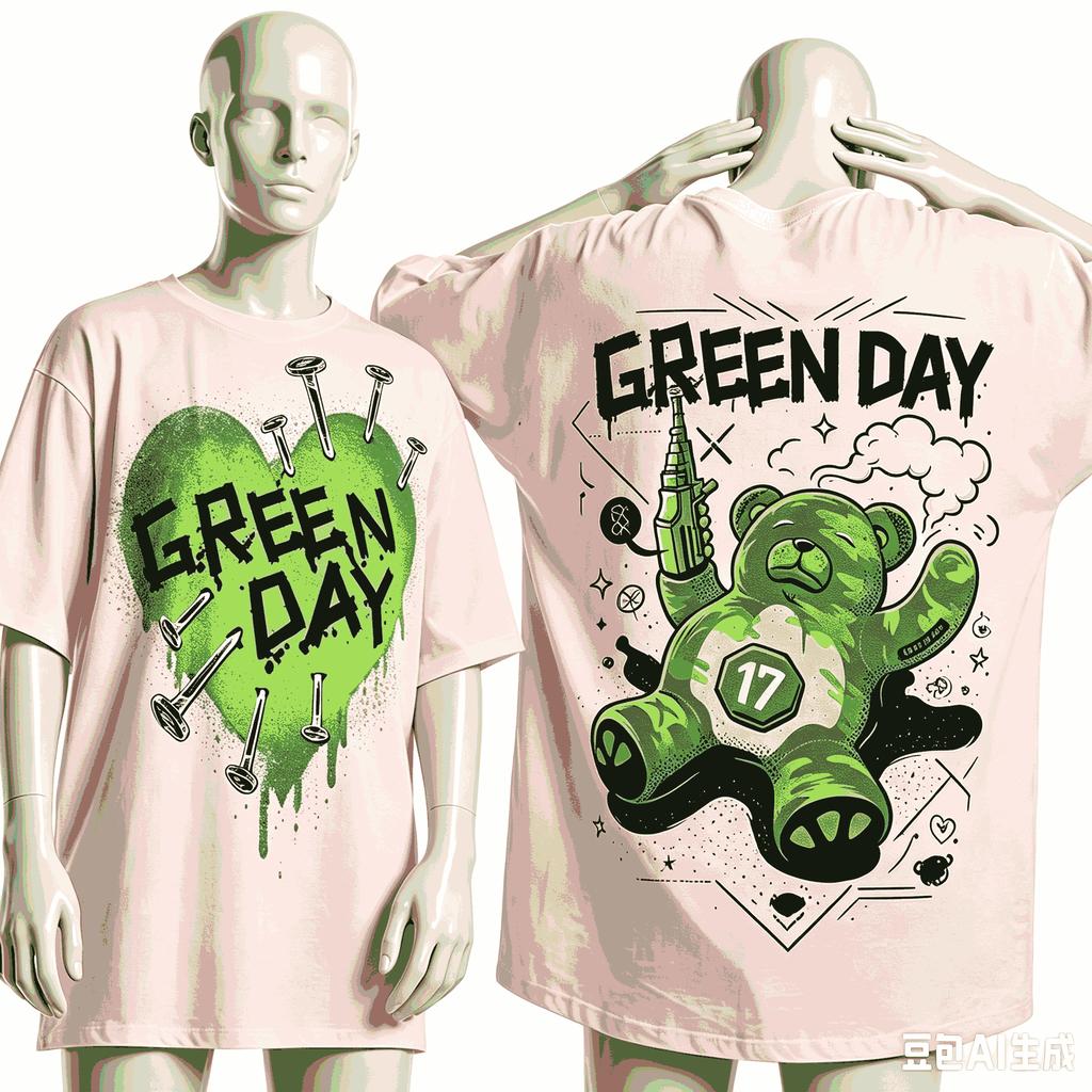 Green Day Футболка в подарок фанату Унисекс Унисекс Харадзюку Оверсайз Унисекс С коротким рукавом Уличная одежда Высокое качество Для пар Удобная Мягкая