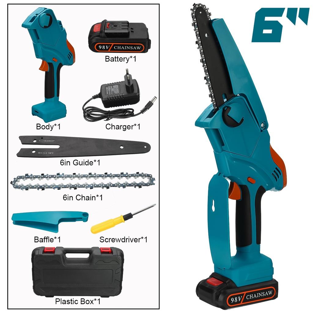 98VF 6-дюймовая беспроводная электрическая цепная пила, мини-ручная обрезка, мини-электрическая пила, деревообрабатывающий инструмент для обрезки сада