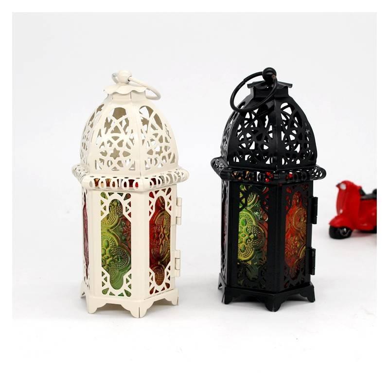 Полый марокканский винтажный железный фонарь для чайной свечи, подвесной подсвечник