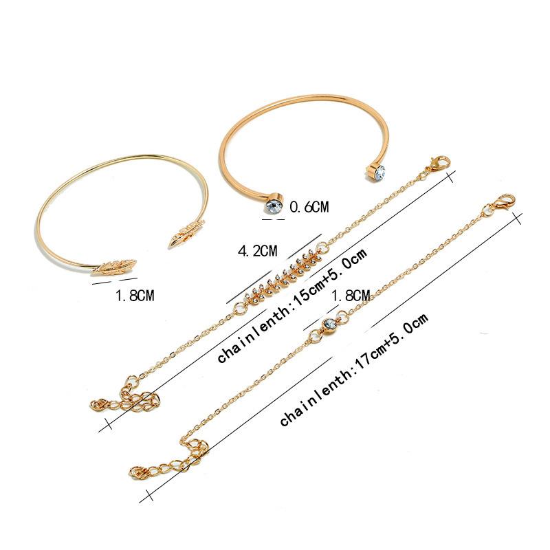 4 шт./компл. женский браслет с геометрическим узором в виде листа, регулируемый браслет, ювелирные изделия