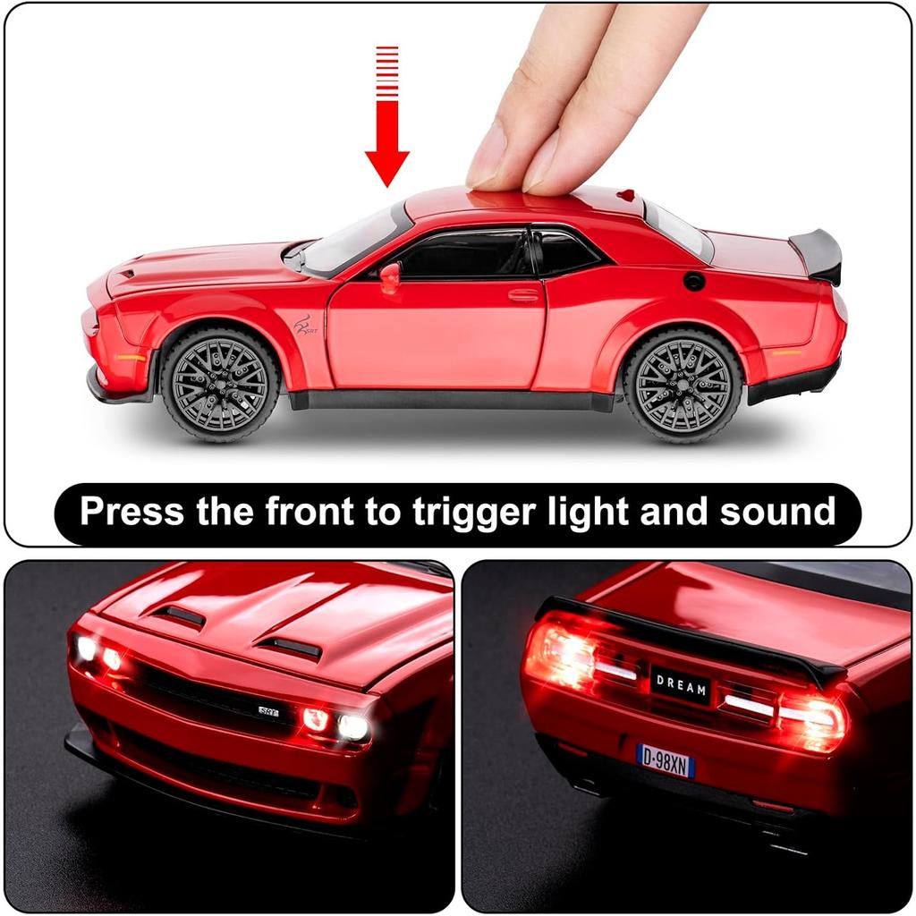 Масштаб 1/32 Dodge Hellcat Challenger Die Cast Metel Pull Back Model Car Hellcat со звуком и светом Hellcat Car Toy Car Toy Gifts для детей от 3 лет и старше
