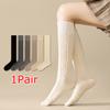 1 пара изысканных модных носков до икры из мягкой ткани, полиэстера и хлопка, эластичных, хорошо сохраняющих тепло, дышащих, приятных для кожи