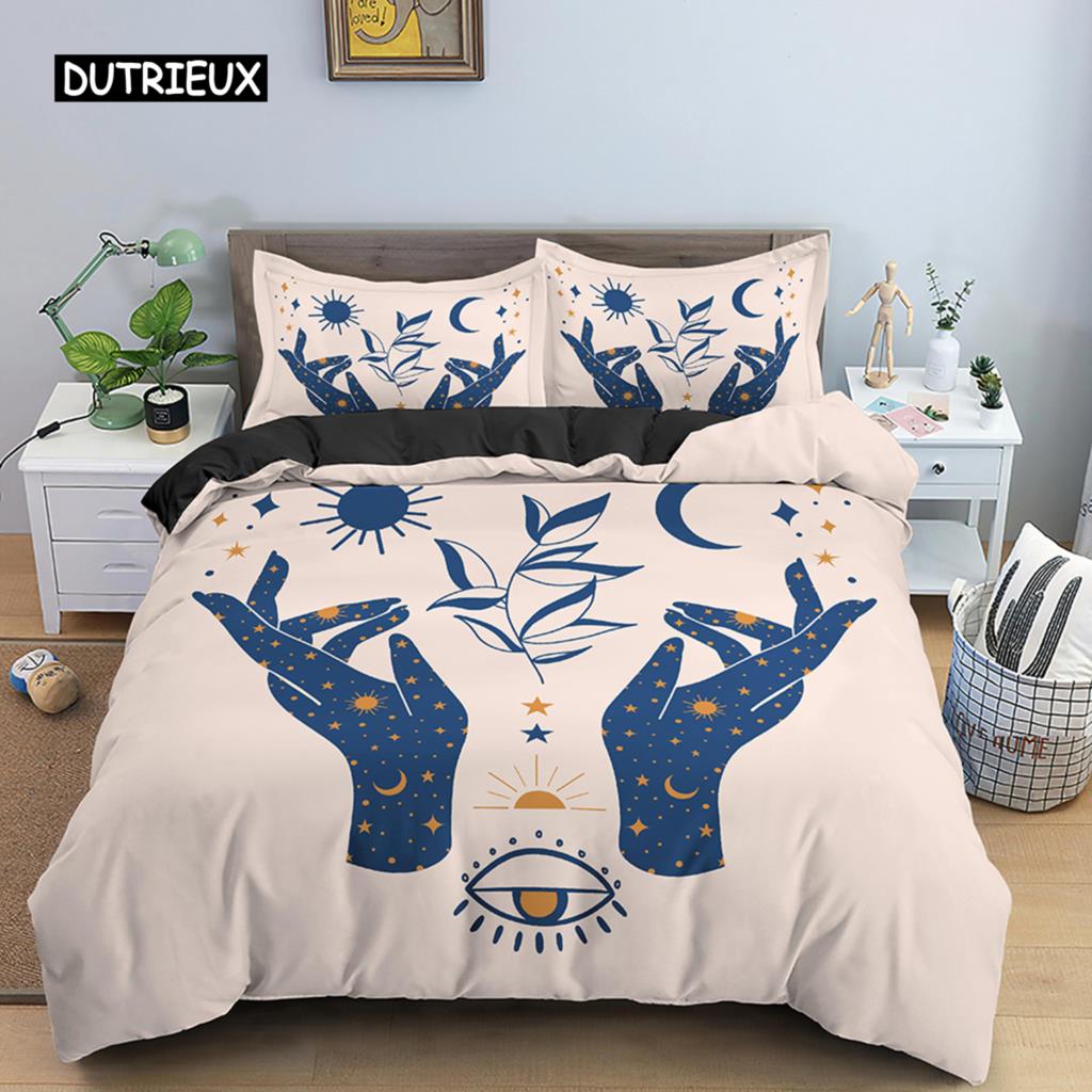 Покрывало на кровать King Size Queen Size с изображением ладони короля Коллекция покрывал Boho Магическая Мандала Покрывало на одеяло Рука Фатимы Покрывало на одеяло с изображением Руки Хамсы Полиэстер