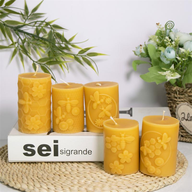 Сотовая силиконовая форма для свечей DIY Цилиндрическая колонна Дизайн пчелы и цветка Свечи Гипс Декор для дома на тему природы