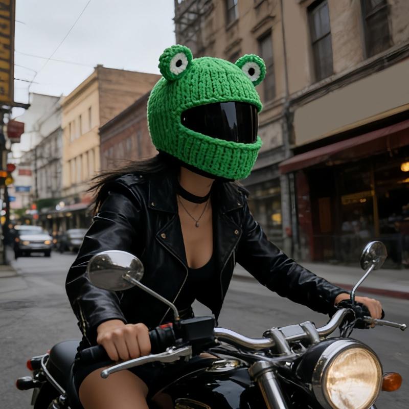 Cartoon Design Motorcycling Helmet Cover Soft Acrylic Knitting Cover For Full Face Helmet Unisex Accessory