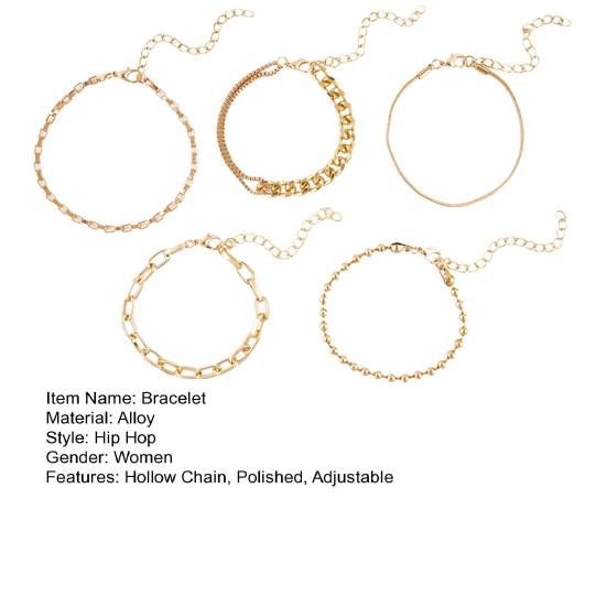 Женский набор браслетов для ношения стопкой в стиле ретро хип-хоп, цепочка «змеиная кость», различные полые цепочки