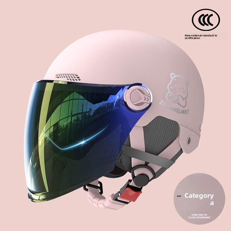 Helmet Electric Car Women's 3c Summer Helmet Double Lens Model with Ear Protection and Sun Protection Class A Riding 3C Certified Battery Car Sunshade