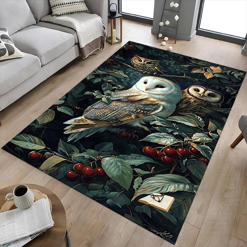 1PC Owl Cherry Extra Large Non Slip Floor carpet, Office, family, bedroom Large Area Rug Indoor Rugs, Vibrant Colors