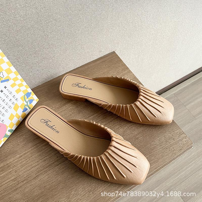 Баотоу полутапочки женские Kuaishou летние ленивые на плоской подошве нескользящие женские тапочки