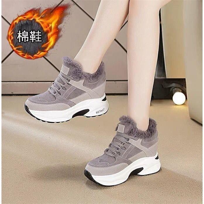 New Women's Winter Sneakers Warm Fur Chunky Sneakers Platform Plush Casual Shoes Woman Comfort Ladies Wedge Sneakers Feamle 358