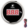 2in 190ohm Fuel Gauge Digital Oil Level Meter Percentage for 12V 24V Yacht Boat Cat MotorcycleBlack Dial Silver Frame