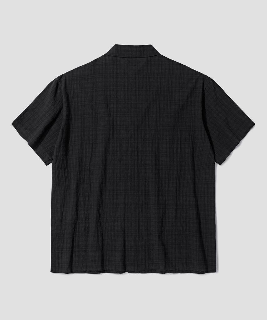 AGOD Vintage Check Front Pocket Half Shirt [Black]