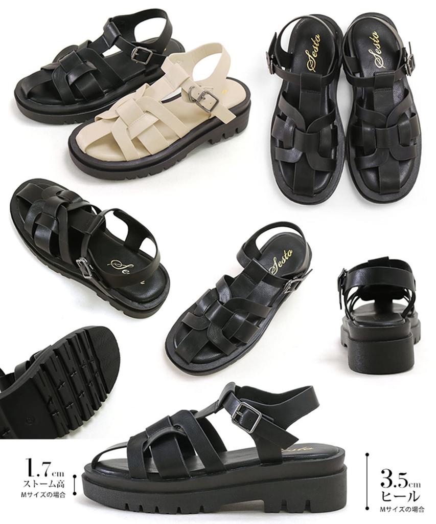 Объемная подошва сандалии гуркха для размера [Sest] Толстая подошва, женские, S, слоновая кость, dks6401-IV-S