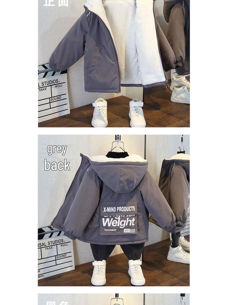 Модная куртка для мальчиков с флисовой подкладкой - Осень/Зима 2025, уличный стиль, утолщенная хлопковая набивка