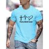 Summer Men's 100% Cotton Casual Loose Size FAITH HOPE LOVE Print Round Neck Short Sleeve T-shirt Top